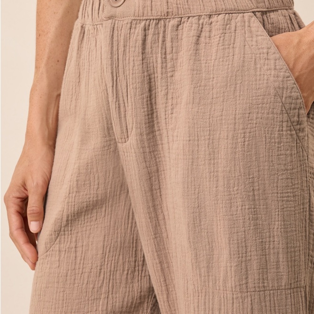 Pact Cropped Gauze Pants in Taupe - Picture 4 of 10